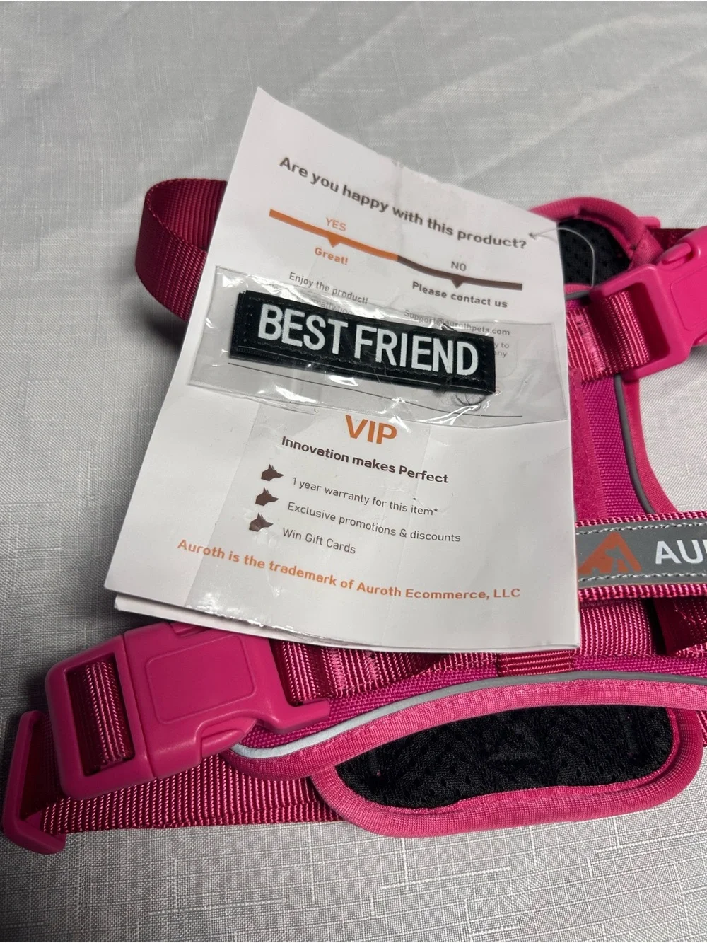 NEW AUROTH Padded No Pull Dog Harness Medium Pink Reflective Service Vest